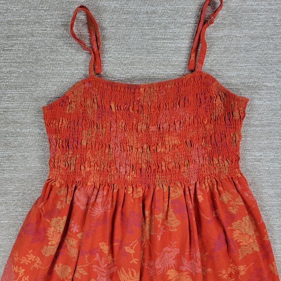 Universal Thread Dress Womens Medium Orange Smocked Top Adjustable Straps Summer - Picture 10 of 16